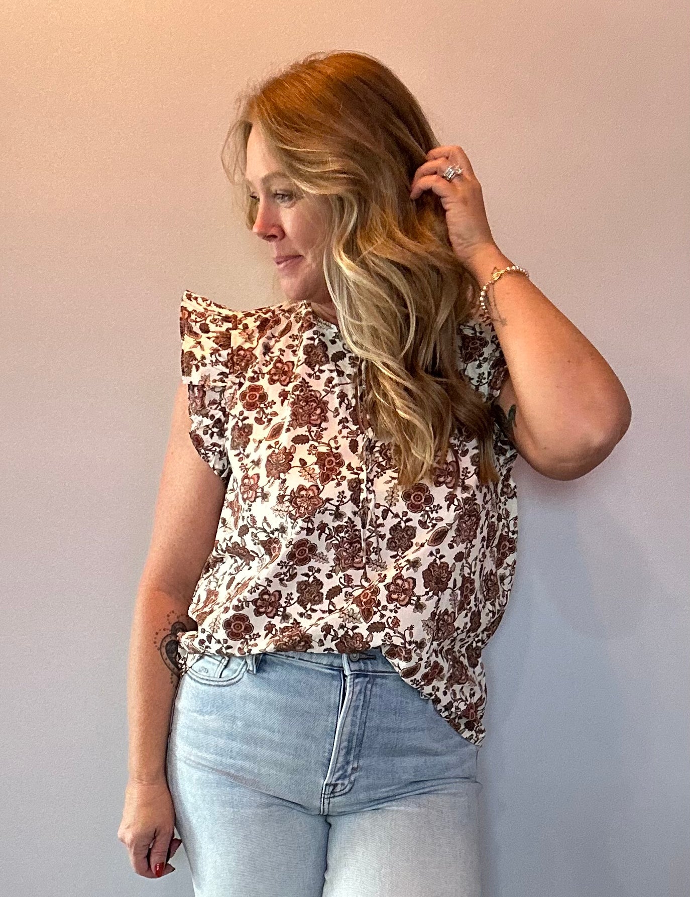 Autumn Bloom Blouse in Brown