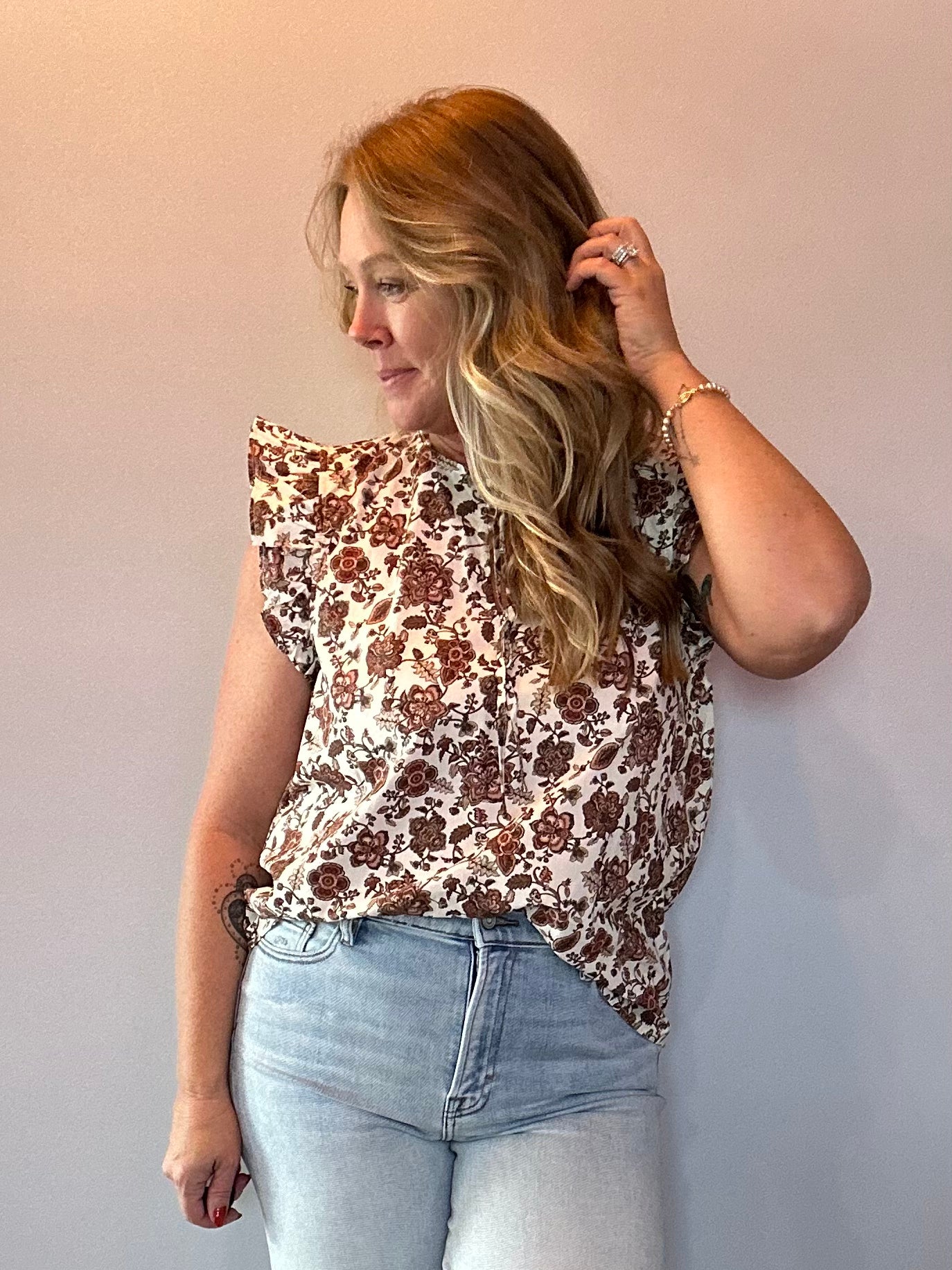 Autumn Bloom Blouse in Brown