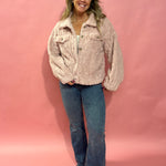 Avery Sherpa Jacket in Blush