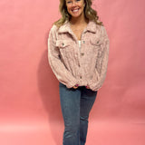 Avery Sherpa Jacket in Blush