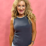 Avril Rib Whipstitch Tank in Charcoal