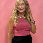 Avril Rib Whipstitch Tank in Pink