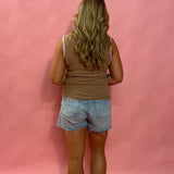 Avril Rib Whipstitch Tank in Taupe