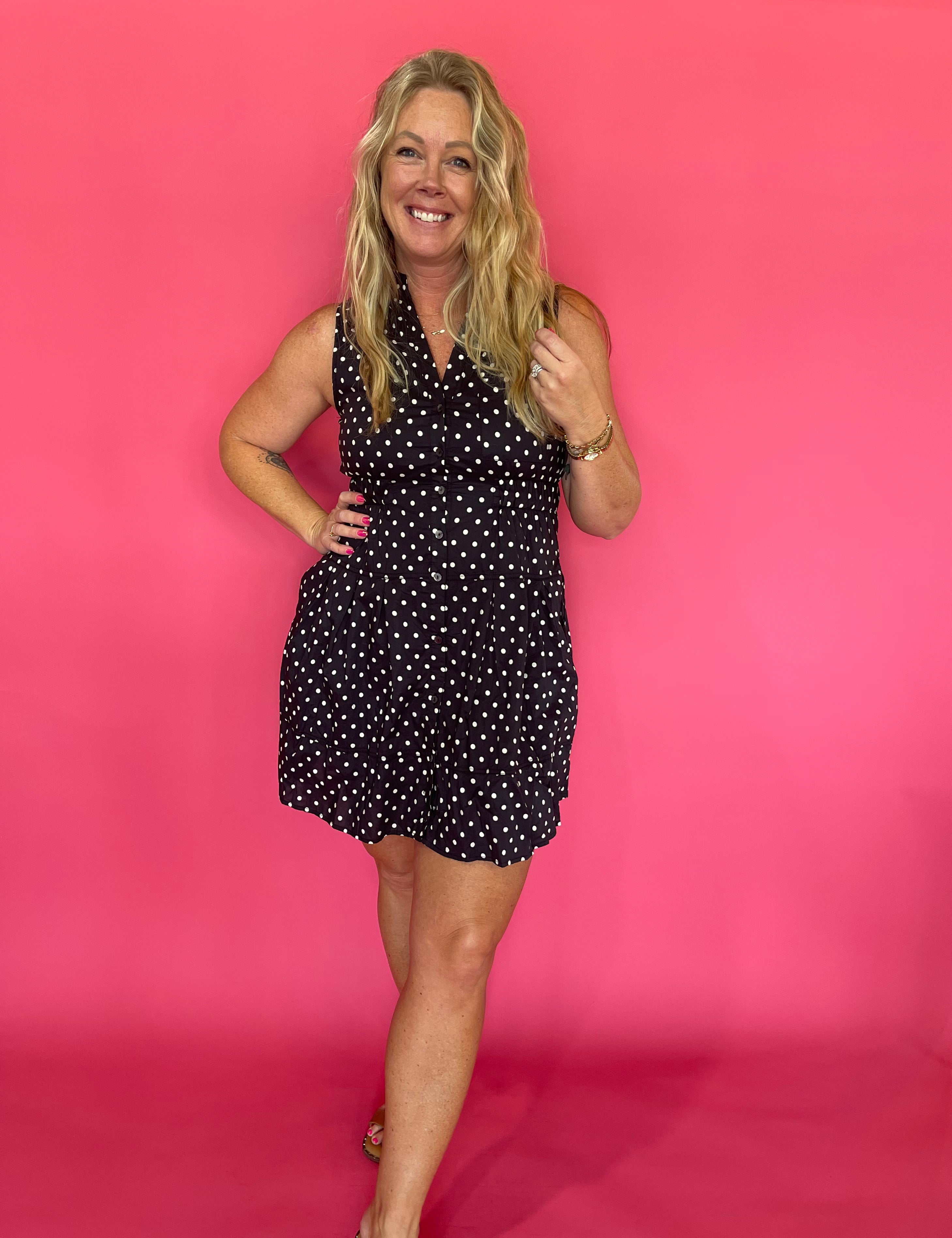Back in Black Polka Dot Dress
