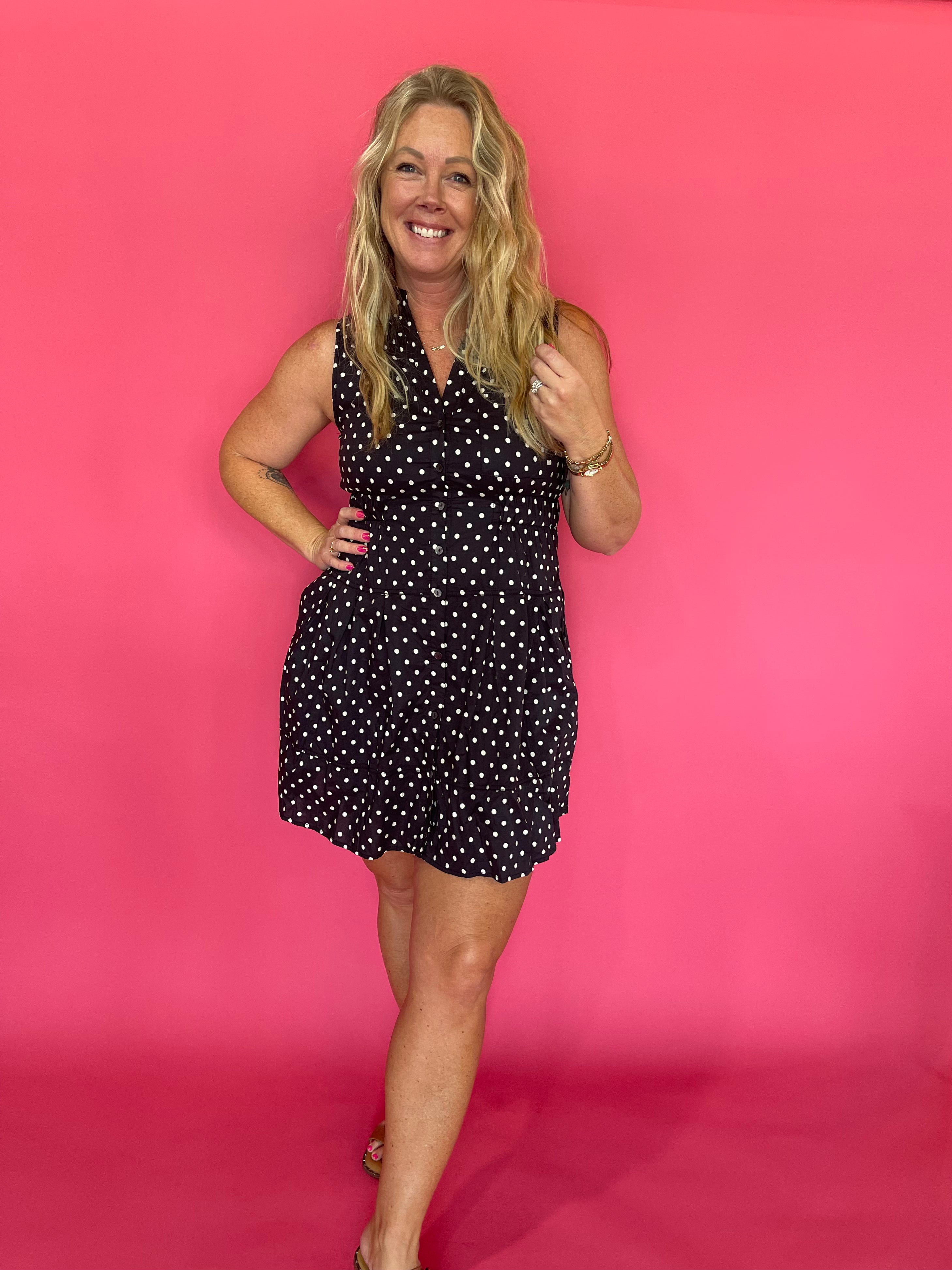 Back in Black Polka Dot Dress