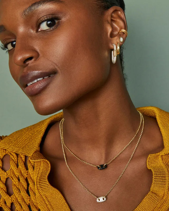 Bailey Pave Short Pendent Necklace in Gold