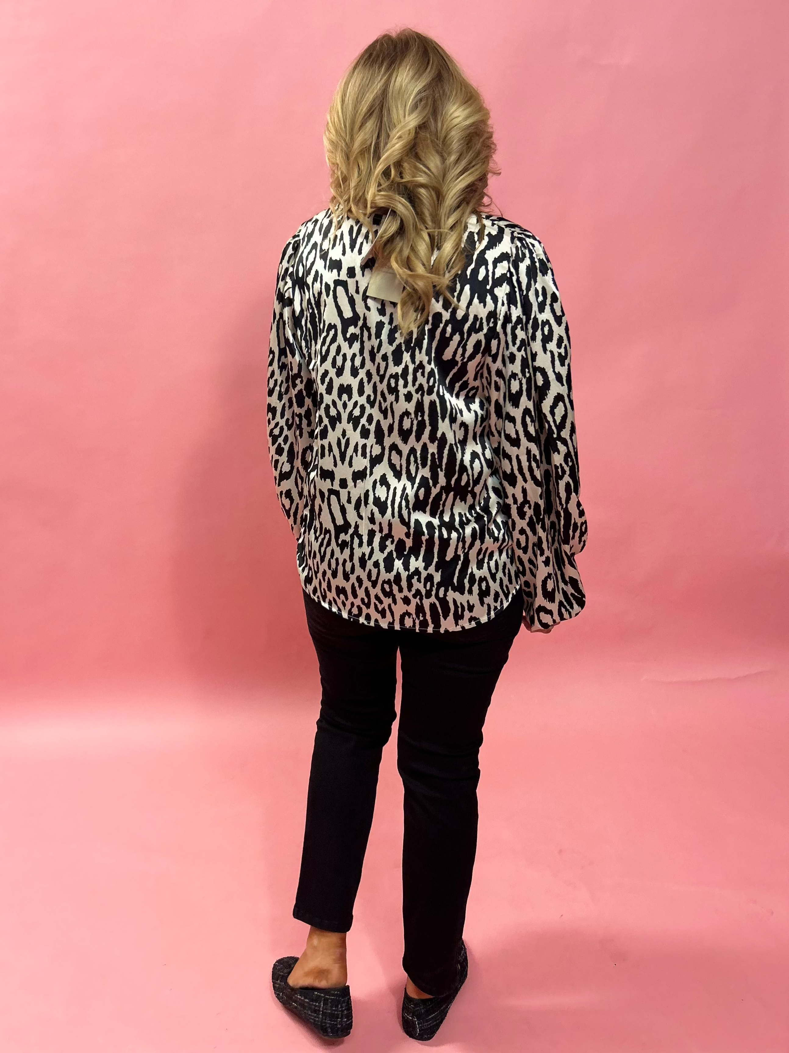 Ball Of Joy Button Down Leopard Blouse