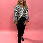 Ball Of Joy Button Down Leopard Blouse