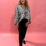 Ball Of Joy Button Down Leopard Blouse