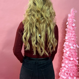 Barb Ribbed Knit Top in Burgundy