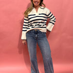 Baruch Striped V-Neck Pullover Sweater - Shabby 2 Chic Boutiques