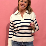 Baruch Striped V-Neck Pullover Sweater - Shabby 2 Chic Boutiques