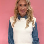 Beige Crew Neck Knit Vest