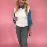 Beige Crew Neck Knit Vest