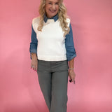 Beige Crew Neck Knit Vest