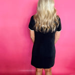 Black Brushed Modal Split Neck Collared Sleeveless Mini Dress - Shabby 2 Chic Boutiques
