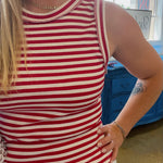 Blair Striped Ribbed Tank in Red