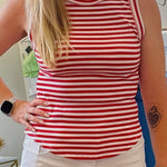 Blair Striped Ribbed Tank in Red