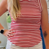 Blair Striped Ribbed Tank in Red