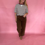 Block Party Stripe Colorblock Knit Tee in Brown