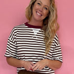 Block Party Stripe Colorblock Knit Tee in Brown
