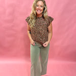 Blooms Ruffle Lace Top in Brown