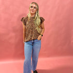 Blooms Ruffle Lace Top in Brown