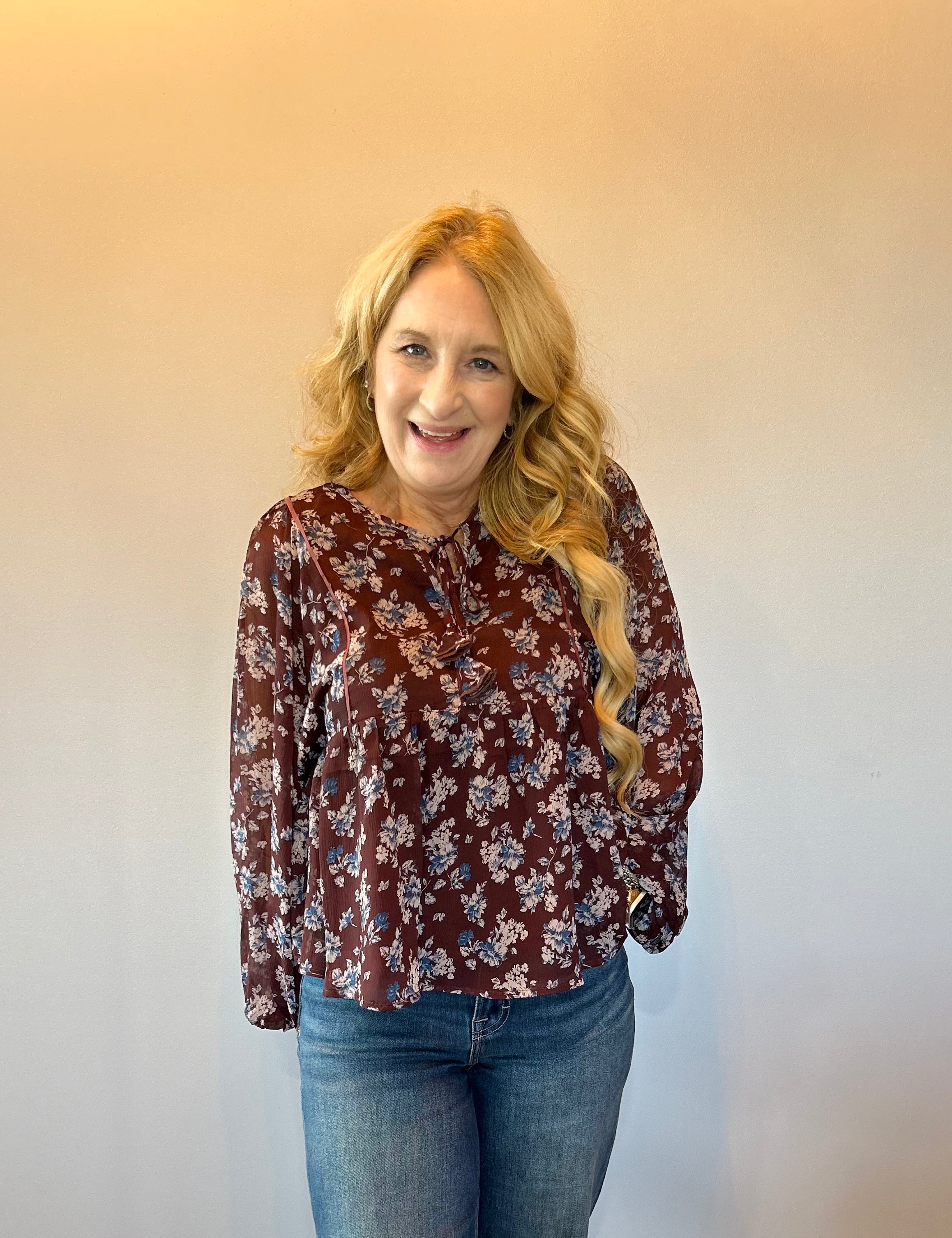Blossom Breeze Tie-Neck Blouse