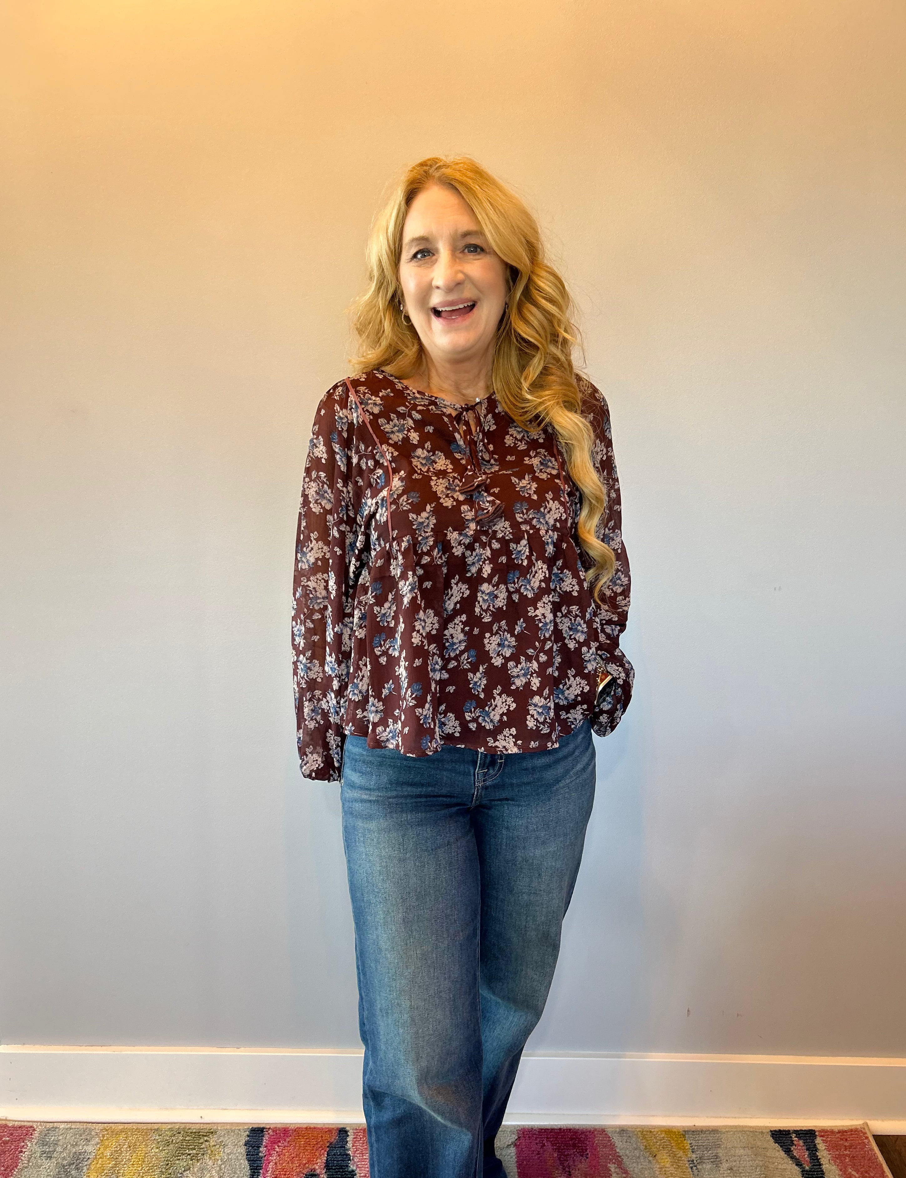 Blossom Breeze Tie-Neck Blouse