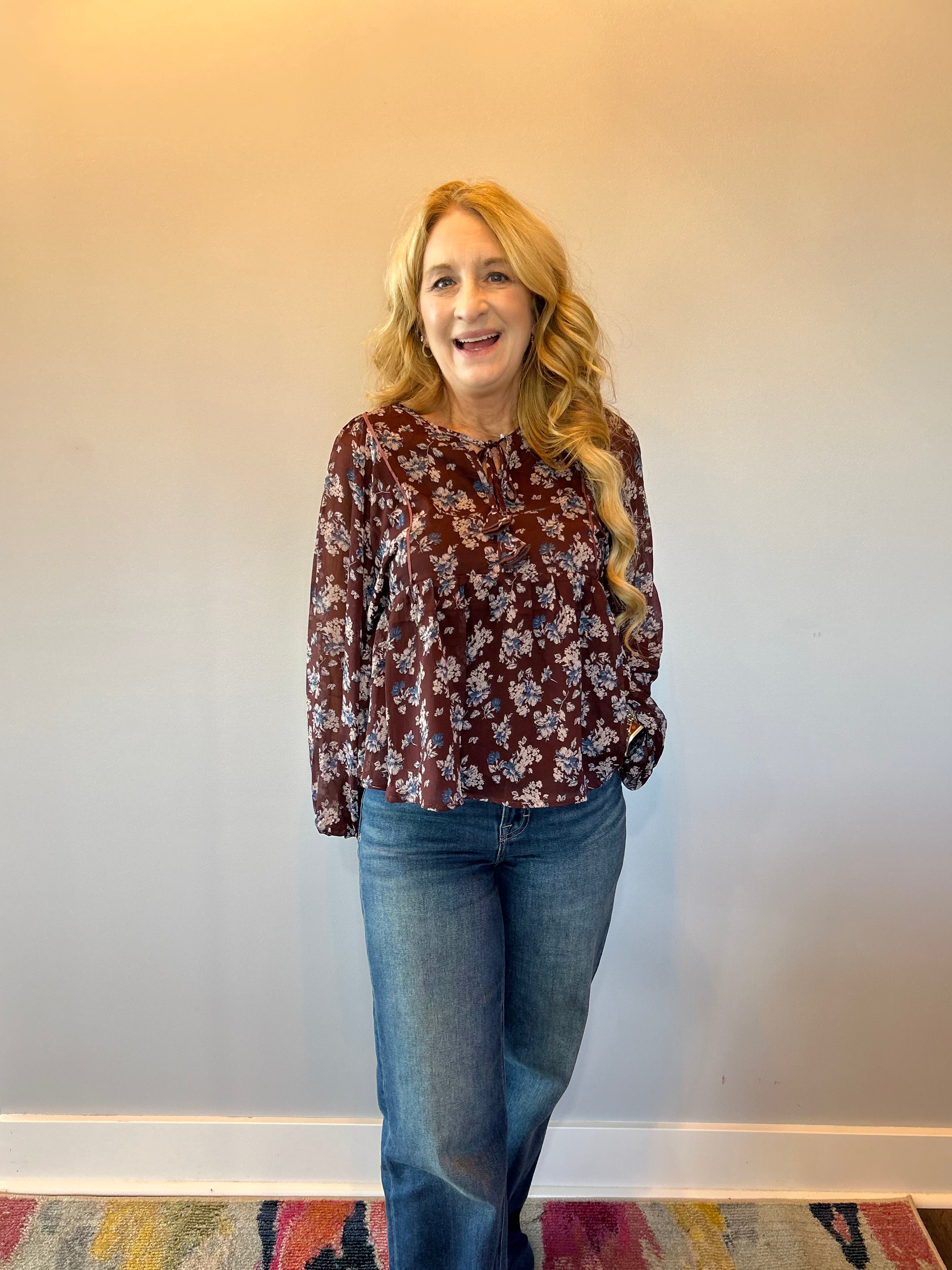 Blossom Breeze Tie-Neck Blouse