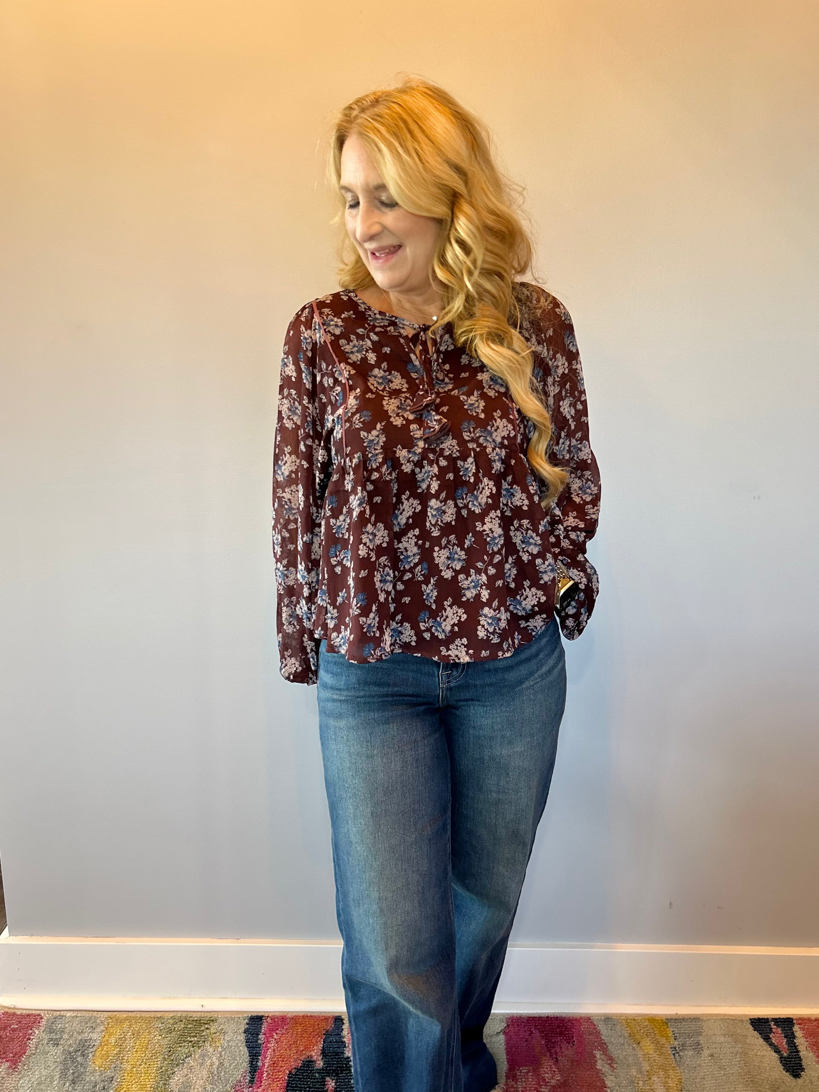 Blossom Breeze Tie-Neck Blouse