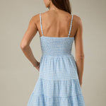 Blue Skies Gingham Tiered Mini Dress - Shabby 2 Chic Boutiques