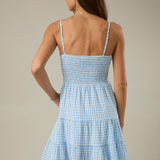 Blue Skies Gingham Tiered Mini Dress - Shabby 2 Chic Boutiques