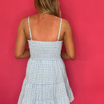 Blue Skies Gingham Tiered Mini Dress - Shabby 2 Chic Boutiques