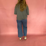 Blue and Brown Striped Oversized Boyfriend Tee