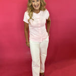 Blush Basics Ribbed Button-Front Crew Neck Top - Shabby 2 Chic Boutiques