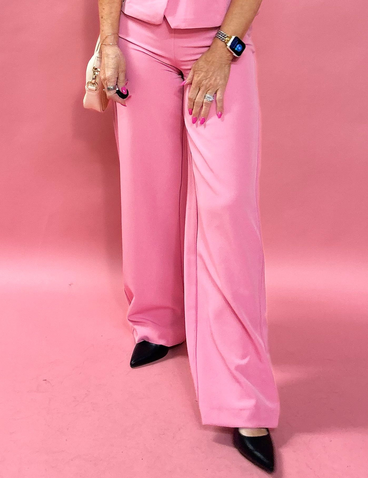 Blush Boss High-Waisted Pants in Pink