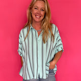 Blush Breeze Oversized Button Down in Mint - Shabby 2 Chic Boutiques
