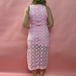 Blush Elegance: Embroidered Lace Midi Dress in Pink