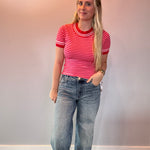 Blush Stripes Round Neck Sweater Top