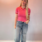 Blush Stripes Round Neck Sweater Top