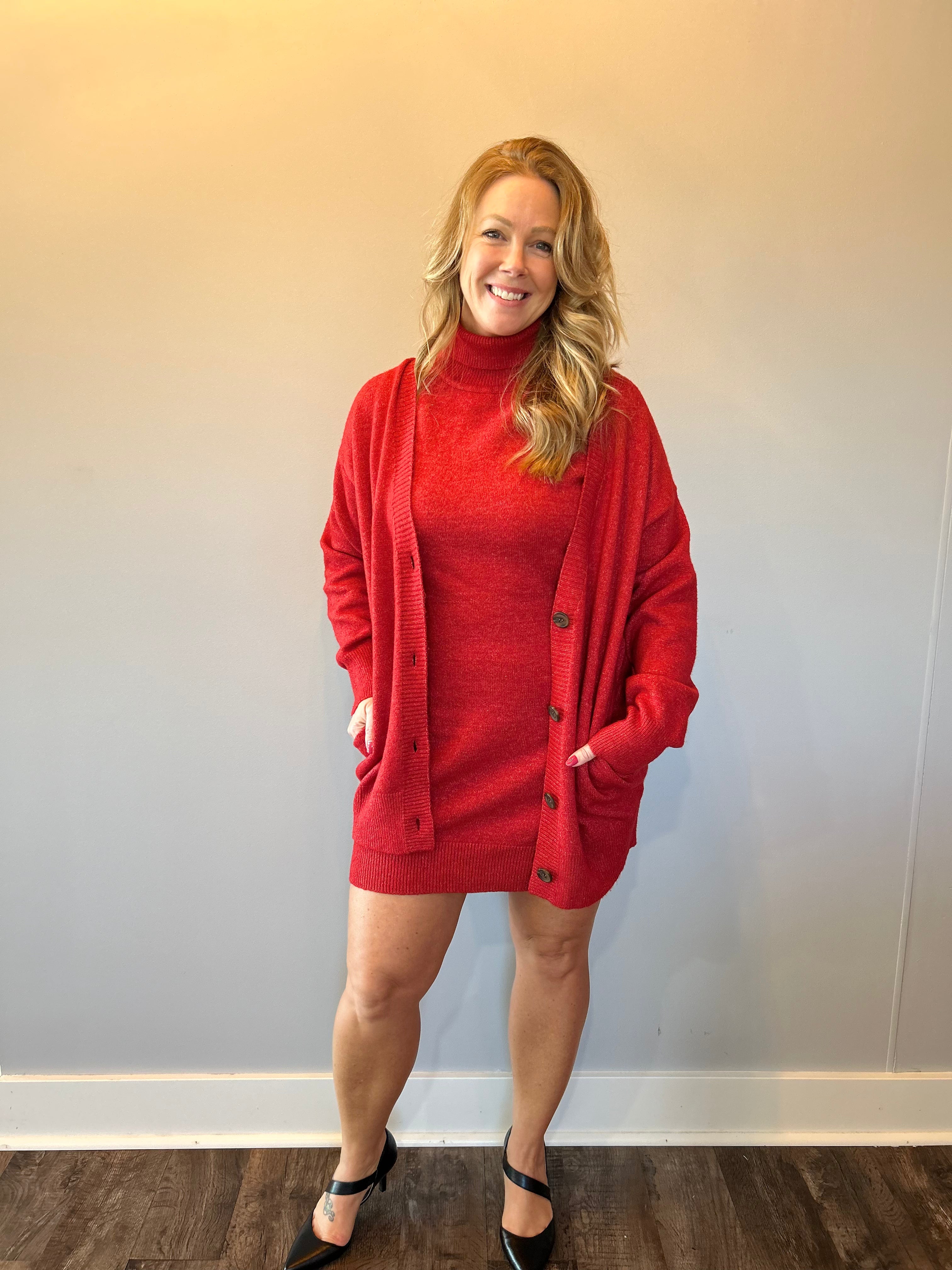 Bold Move Cardigan in Red