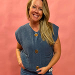 Bold Moves Button Front Sweater Vest