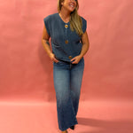 Bold Moves Button Front Sweater Vest