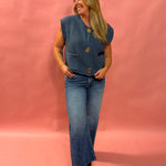 Bold Moves Button Front Sweater Vest