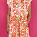 Botanical Print Flutter Sleeve Mini Dress