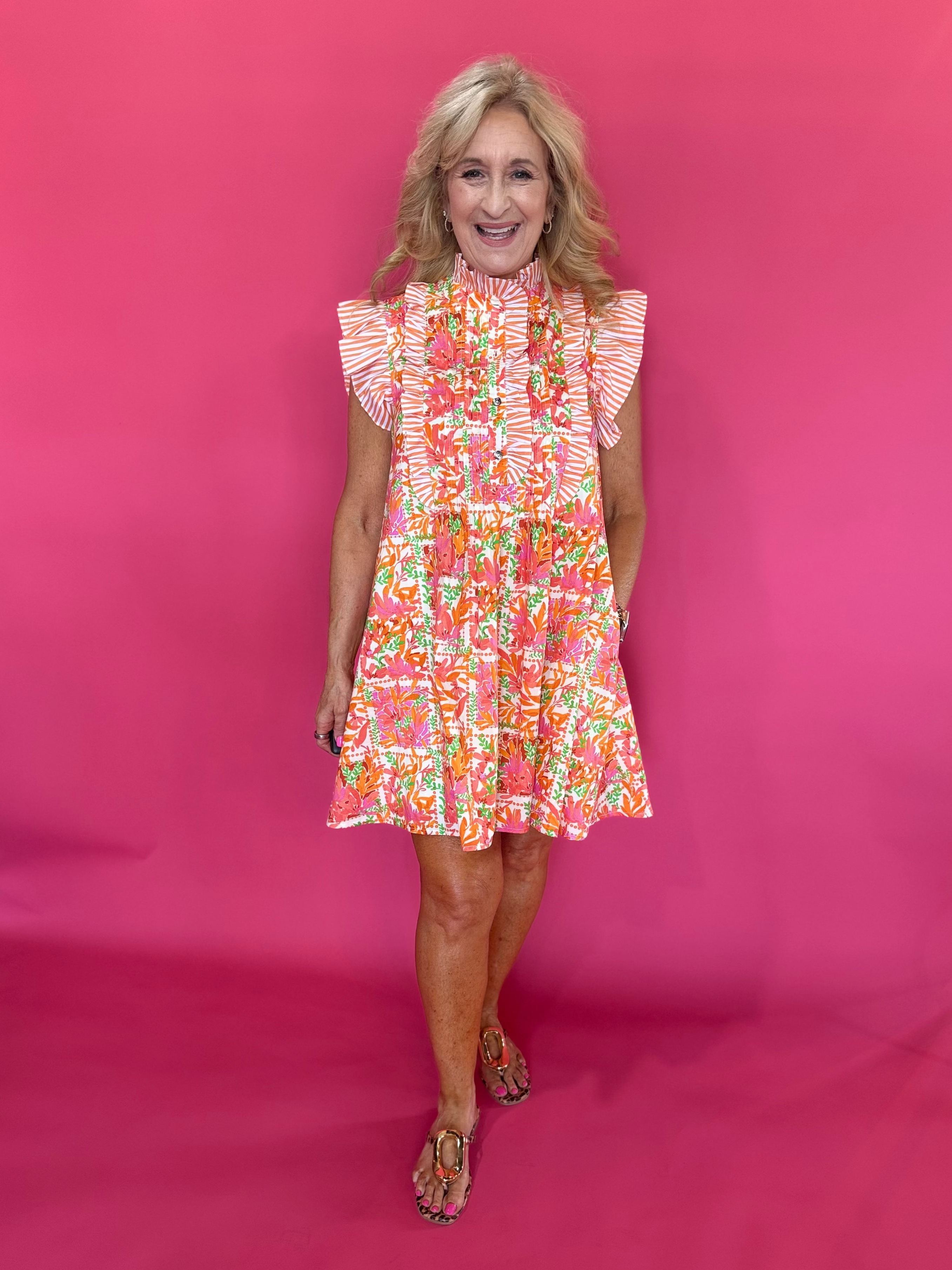 Botanical Print Flutter Sleeve Mini Dress