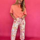 Botanical Print Wide Leg Pants