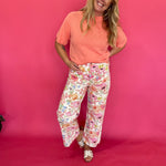 Botanical Print Wide Leg Pants