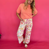 Botanical Print Wide Leg Pants
